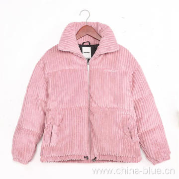 Ladies short corduroy padding jacket